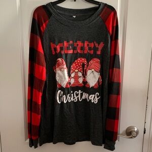 Cozy Gray Knit Top Merry Christmas Gnome
